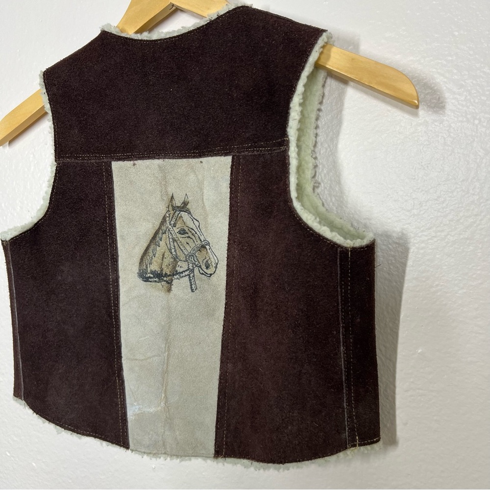 Cactus Authenticos Leather Horse Print Western Vest - Picture 7 of 9